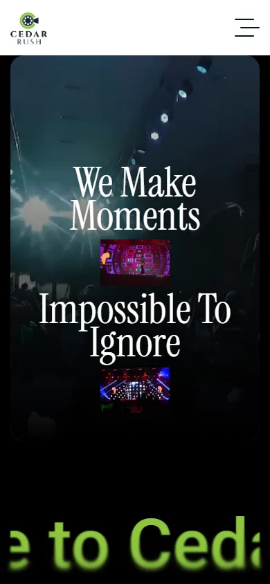 Cedar Rush mobile homepage