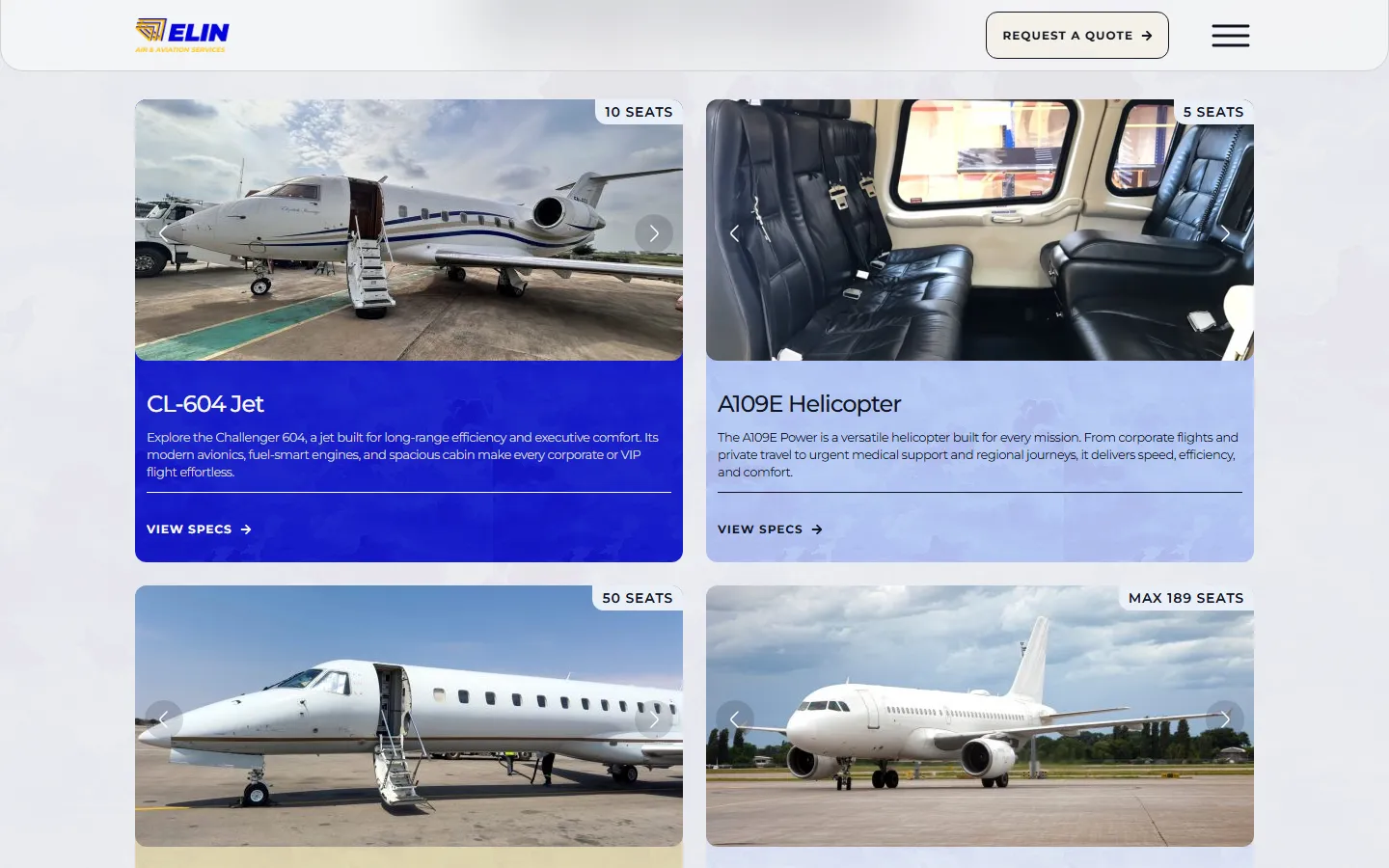 Elin Air fleet grid with aircraft cards