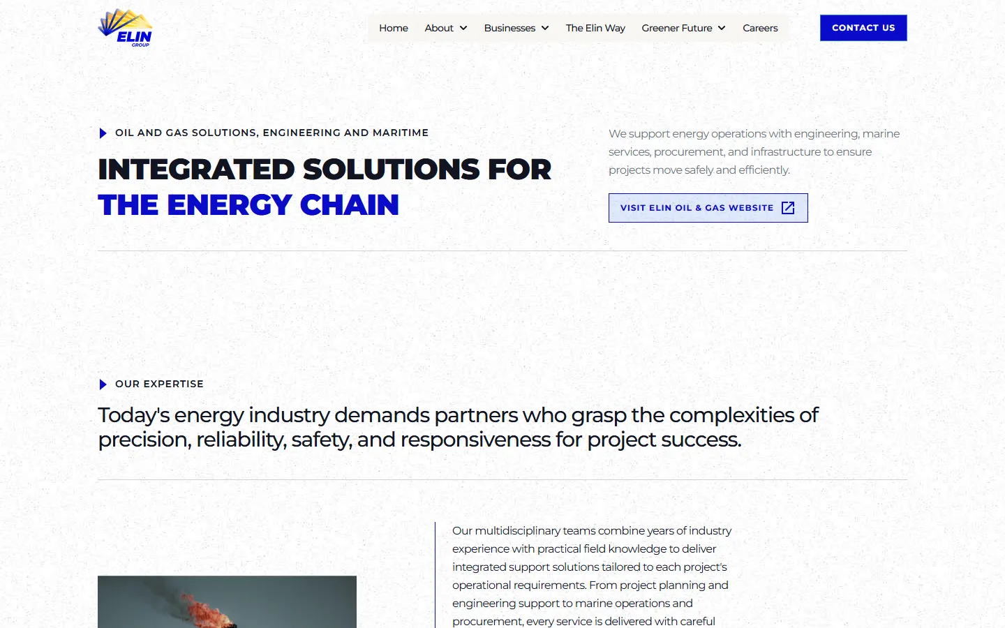Elin Oil and Gas Services subsidiary landing page