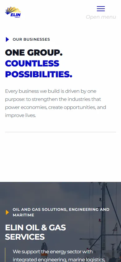 Elin Group businesses directory on mobile